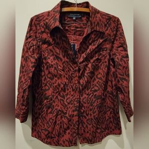 Jones New York Women's leopard print buttoned shirt blouse Size Large NWT